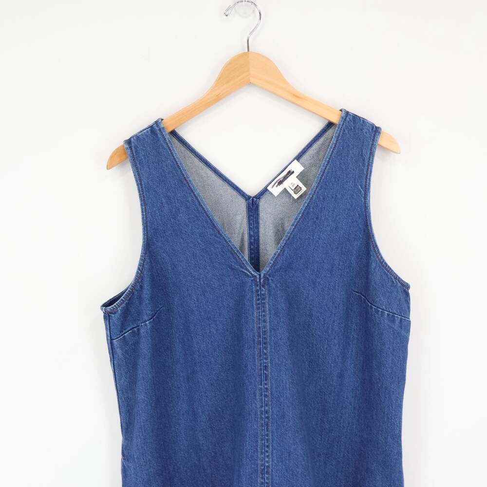 Madewell Denim V-Neck Sleeveless Mini Dress Marina Blue Size XL NWT - Picture 3 of 8